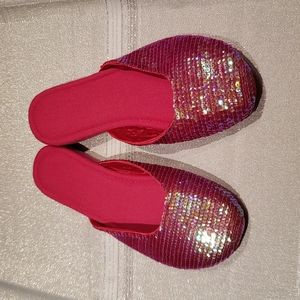 Capelli New York NEW Sequined Mules Slippers Slip-On Women's 6 Magenta Red NWOT